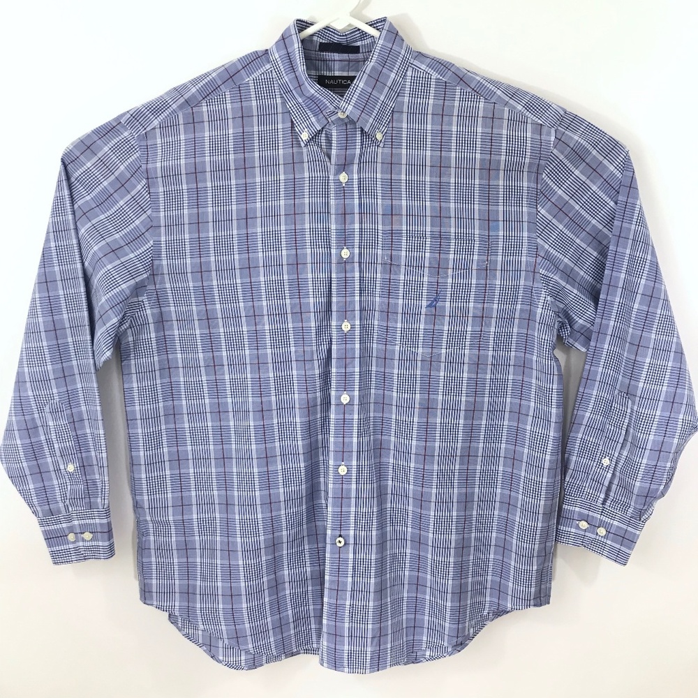 Nautica Mens Shirt L Button Down Long Sleeve EUC